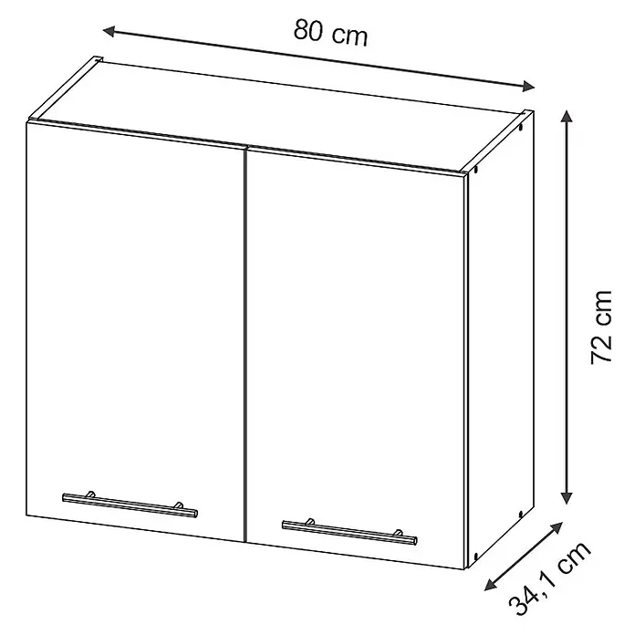 Vicco Schrankküche Fame-Line Eiche Paneel - Eiche Paneel, Hängeschrank 80 cm - Zweitüriger Wandschrank mit Griffen. Maße: 80 cm B x 72 cm H x 34,1 cm T.