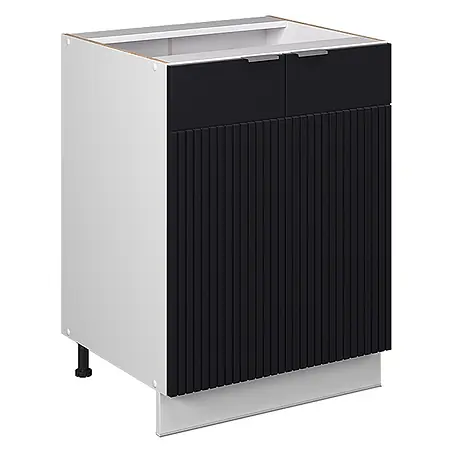 Vicco Küchenunterschrank Fame-Line, Schwarz gestreift, 60 cm