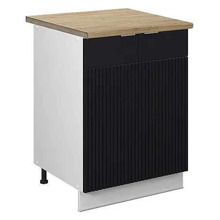 Vicco Küchenunterschrank Fame-Line, Schwarz gestreift, 60 cm