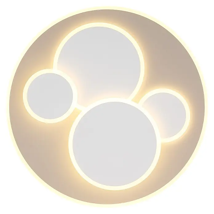 Globo LED-Deckenleuchte rund Monty - 40 W, Warmweiß - Moderne runde Deckenleuchte mit vier überlappenden weißen Diffusoren und warmer LED-Beleuchtung.