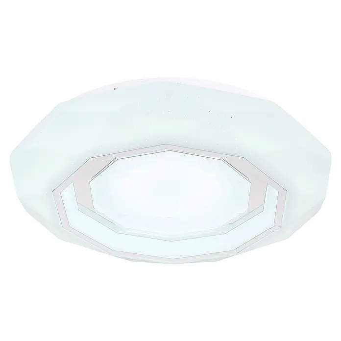 Globo LED-Deckenleuchte rund Hokki - 24 W, Ø x H: 40 x 8,5 cm - Weiße, moderne geometrische LED-Deckenleuchte mit mattiertem Diffusor und Sterneffekten.