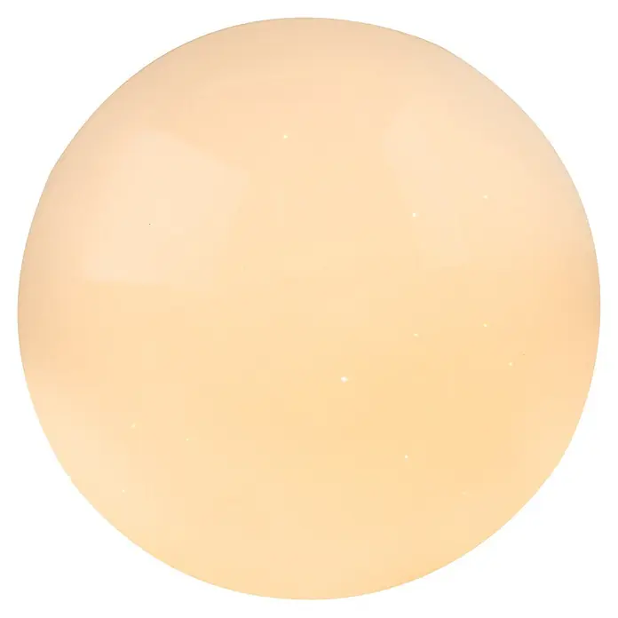 Globo LED-Deckenleuchte Atreju - 48 W, Weiß, RGB - Hellorange glänzende Kugel mit dezentem Glitzereffekt.