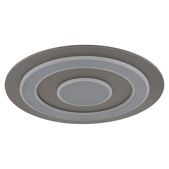 Globo LED-Deckenleuchte rund Jayden - 50 W, Ø x H: 60 x 4,6 cm, Warmweiß - Konzentrische, geschichtete runde Deckenleuchte in Grau und Weiß.