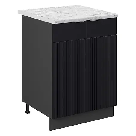 Vicco Küchenunterschrank Fame-Line, Schwarz gestreift, 60 cm