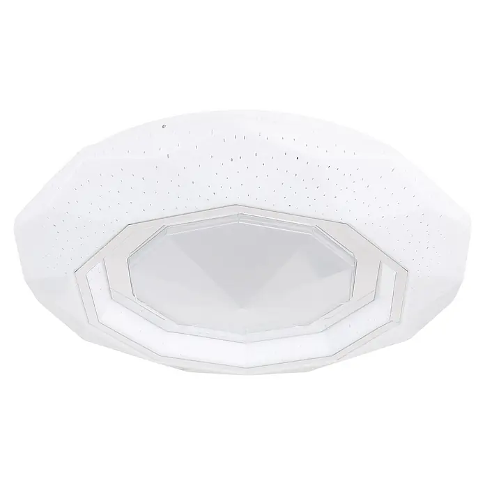 Globo LED-Deckenleuchte rund Hokki - 24 W, Ø x H: 40 x 8,5 cm - Weißes, sechseckiges Deckenlicht mit perforierter Oberfläche und zentralem Diffusor.