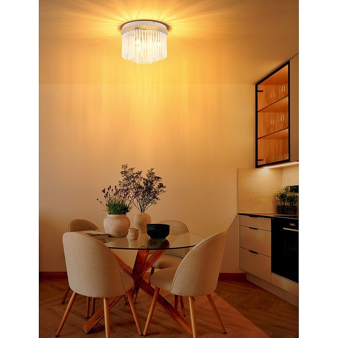 Globo Deckenleuchte rund Gorley (40 W, Ø x H: 32 x 23 cm, Sandfarben, E14) | BAUHAUS