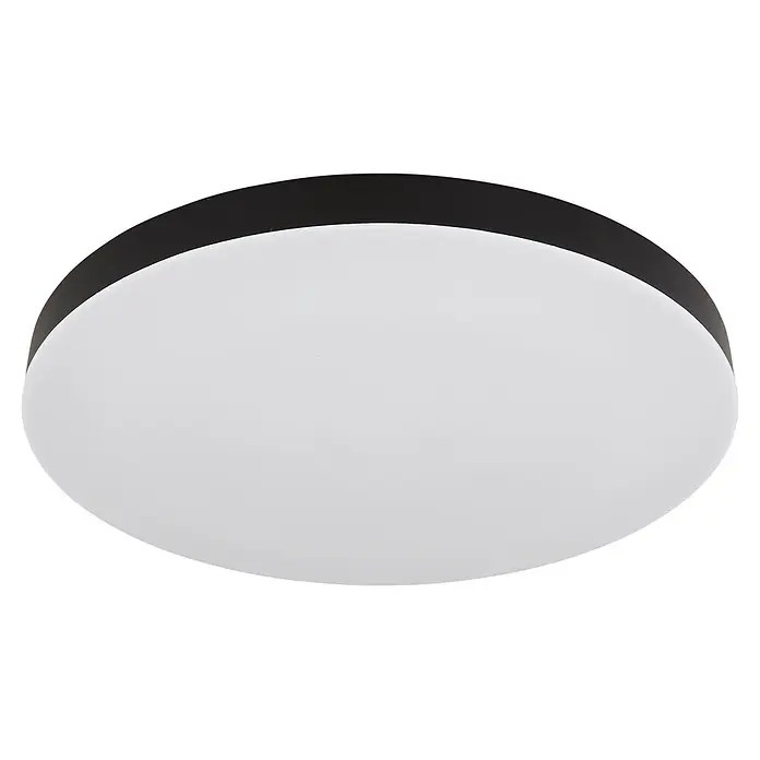 Globo LED-Deckenleuchte rund Matthew - Ø x H: 50 x 4,5 cm - Runde Deckenleuchte mit weißem Diffusor und schwarzem Rahmen.