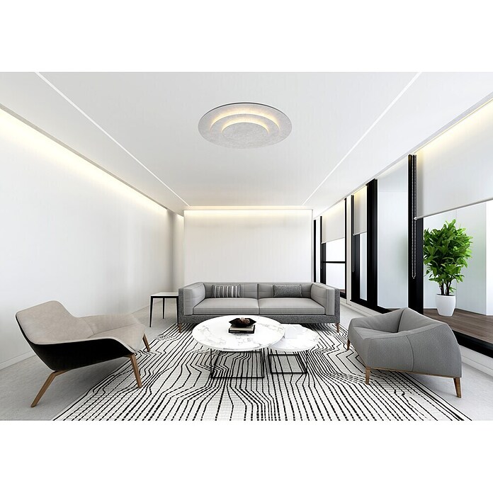 Globo Okrugla stropna LED svjetiljka Heda  (40 W, Ø x V: 49 x 7,5 cm, Srebrna, Topla bijela) | BAUHAUS