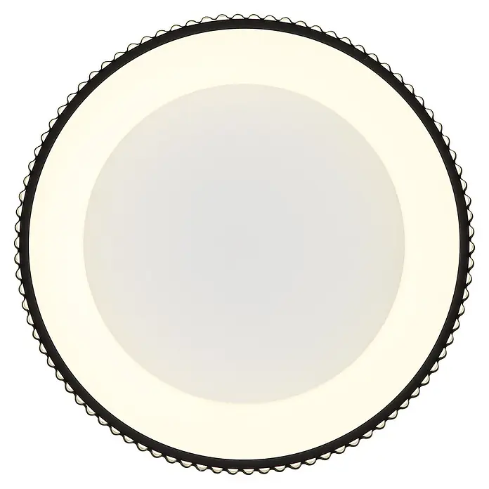 Globo LED-Deckenleuchte rund Kemp - 45 W, Ø x H: 46 x 13 cm - Runde LED-Deckenleuchte mit weißem Diffusor und einem schwarzen, gewellten Dekorrand.