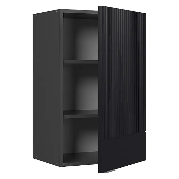 Vicco Hängeschrank Fame-Line, Schwarz gestreift, 45 cm -  - Dunkelgrauer Wandschrank mit offener, geriffelter Tür und zwei Einlegeböden.