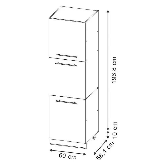 Vicco Vorratsschrank Fame-Line, Schwarz gestreift/Anthrazit 60 cm -  - Hoher Hochschrank mit drei Türen, 196,8 cm hoch (plus 10 cm Füße), 60 cm breit, 58,1 cm tief.