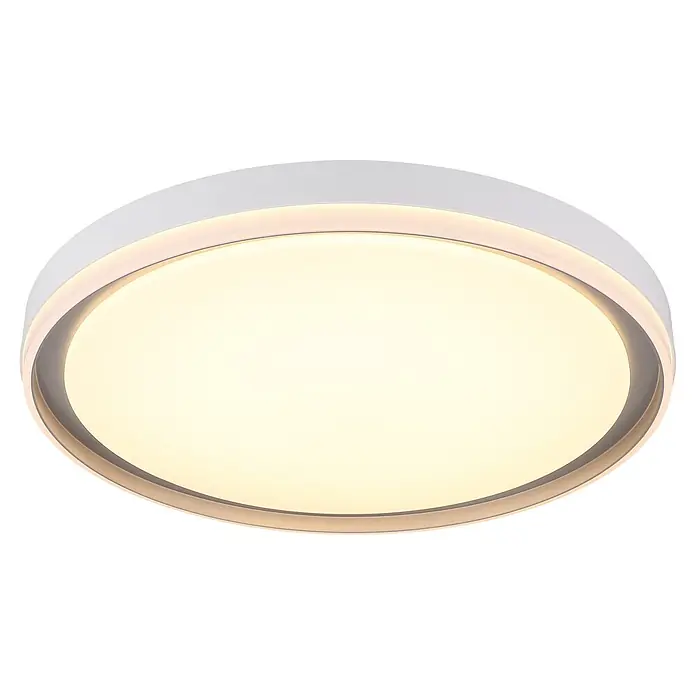 Globo LED-Deckenleuchte rund Janice - 48 W, Ø x H: 500 x 80 mm - Runde weiße Deckenleuchte mit warmweißer integrierter LED-Beleuchtung und milchiger Diffusorfläche.