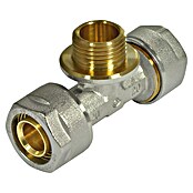 Schraub-T-Stück (Durchmesser: 2 x 20 mm, Außengewinde: ¾″, Vernickelt)