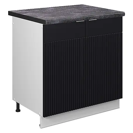 Vicco Spülenunterschrank Fame-Line, Schwarz gestreift, 80 cm