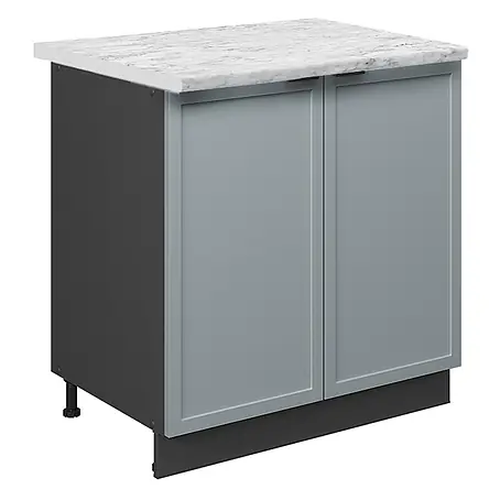 Vicco  Schrankküche Fame-Line Hellblau-grau mit Regal, AP Marmor