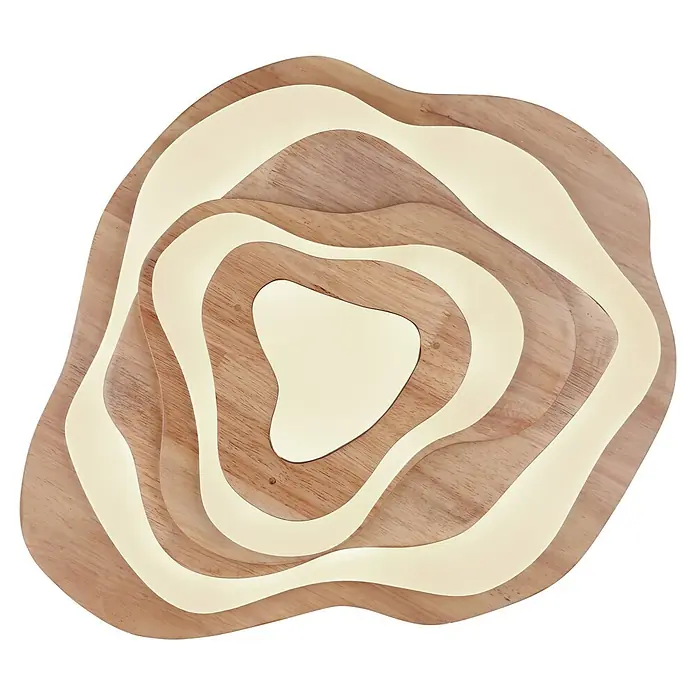 Globo LED-Deckenleuchte Jacks - L x B x H: 580 x 500 x 100 mm - Mehrschichtige Holz-Wandkunst mit integrierter warmweißer LED-Beleuchtung.