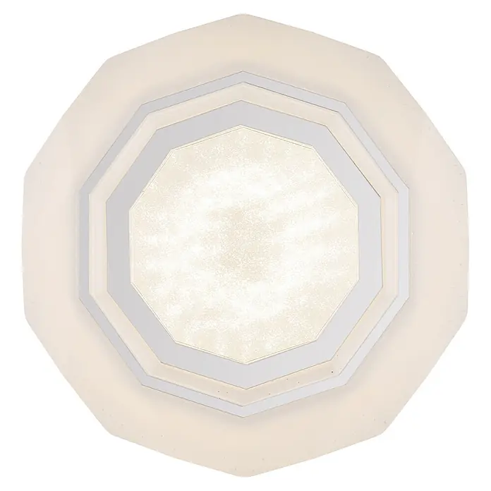 Globo LED-Deckenleuchte rund Hokki - 24 W, Ø x H: 40 x 8,5 cm - Achteckige, mehrschichtige Deckenleuchte mit weißen Rahmen und warmweißer Beleuchtung.