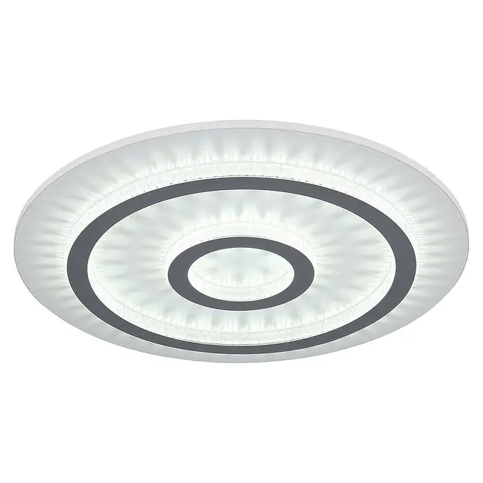 Globo LED-Deckenleuchte rund Jayden - 40 W, Ø x H: 45 x 5,5 cm - Moderne LED-Deckenleuchte mit weiß leuchtenden Ringen und dunkelgrauen Akzenten.