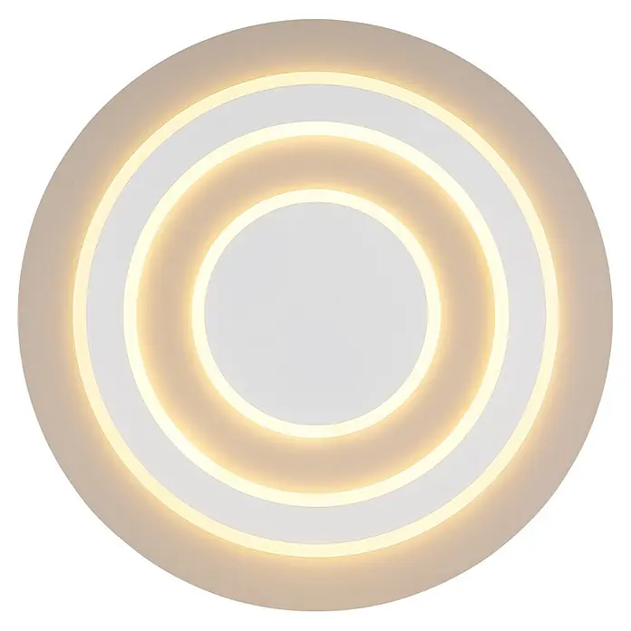 Globo LED-Deckenleuchte rund Jayden - 40 W, Ø x H: 48 x 4,3 cm, Warmweiß - Moderne runde LED-Deckenleuchte mit weißen konzentrischen Ringen und warmer Beleuchtung.