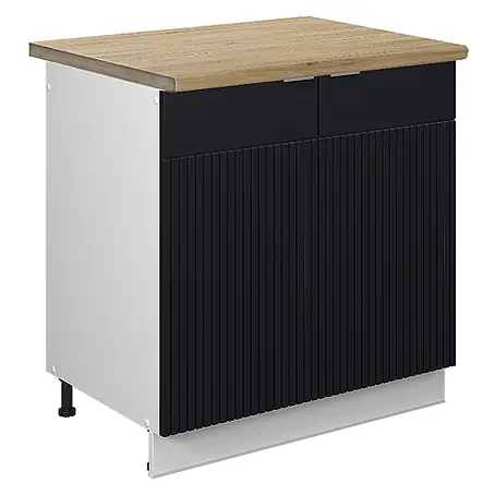 Vicco Spülenunterschrank Fame-Line, Schwarz gestreift, 80 cm