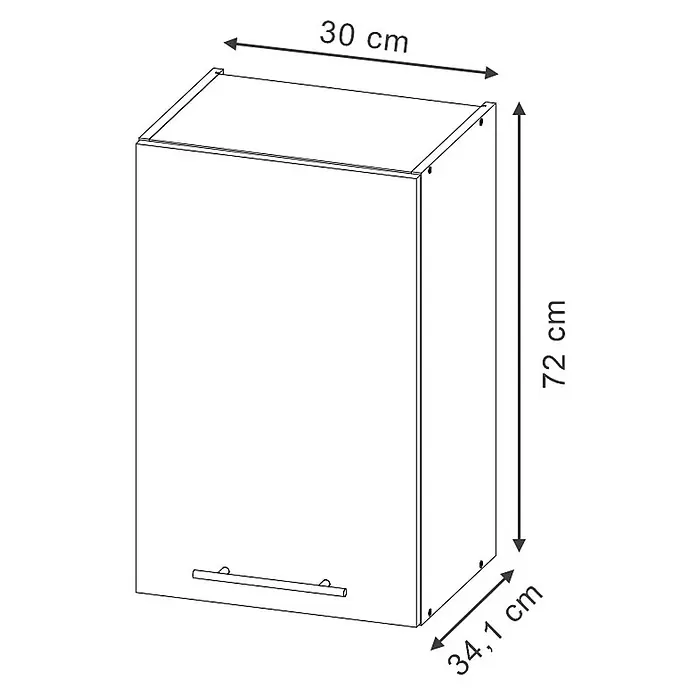 Vicco Hängeschrank Fame-Line, Schwarz gestreift, 30 cm -  - Weißer eintüriger Hängeschrank mit Griff, Maße 30x72x34,1 cm.