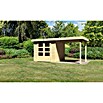 Karibu Gartenhaus Askola (L x B: 217 x 462 cm, Wandstärke: 19 mm, Flachdach, Natur, Mit Anbau)
