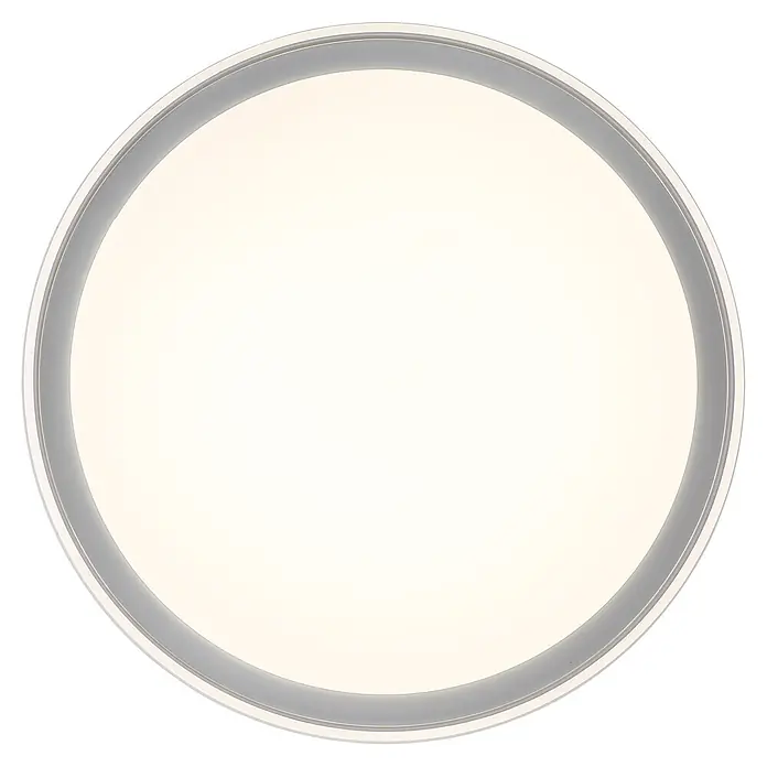 Globo LED-Deckenleuchte rund Janice - 48 W, Ø x H: 500 x 80 mm - Moderne runde LED-Leuchte mit warmweißem Licht und schlankem silbergrauem Rahmen.