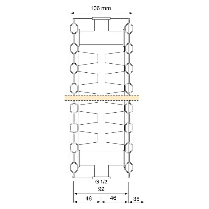 Austauschheizkörper - B x H: 800 x 550 mm, Wärmeleistung bei Vorlauftemperatur von 75 °C (D: 50): 1.295 W, Typ Heizkörper: 22 - Technische Zeichnung eines Heizkörpers mit Maßen. Ideal für Planer und Installateure, um die Dimensionen zu verstehen.