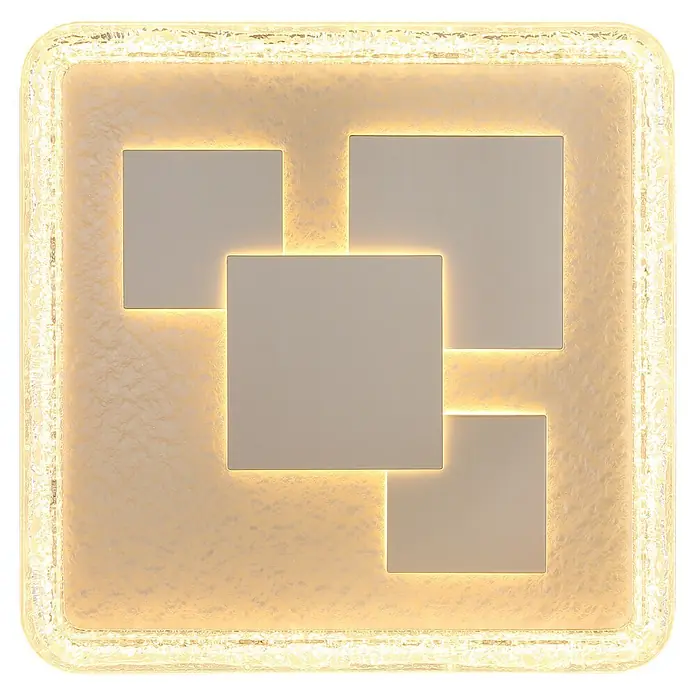 Globo LED-Deckenleuchte Loraine - 40 W, L x B x H: 488 x 488 x 70 mm - Quadratische LED-Deckenleuchte mit warmem Leuchten aus strukturiertem Rahmen und vier überlappenden Paneelen.