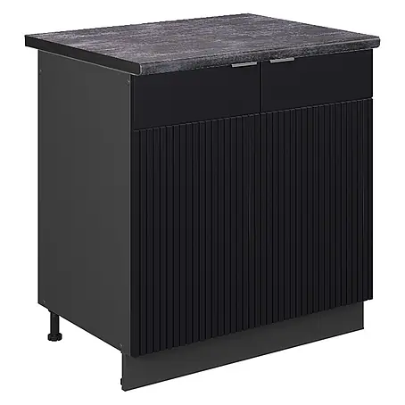 Vicco Spülenunterschrank Fame-Line, Schwarz gestreift, 80 cm