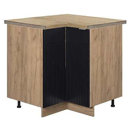Vicco Eckunterschrank Fame-Line, Schwarz gestreift, 80.5 cm