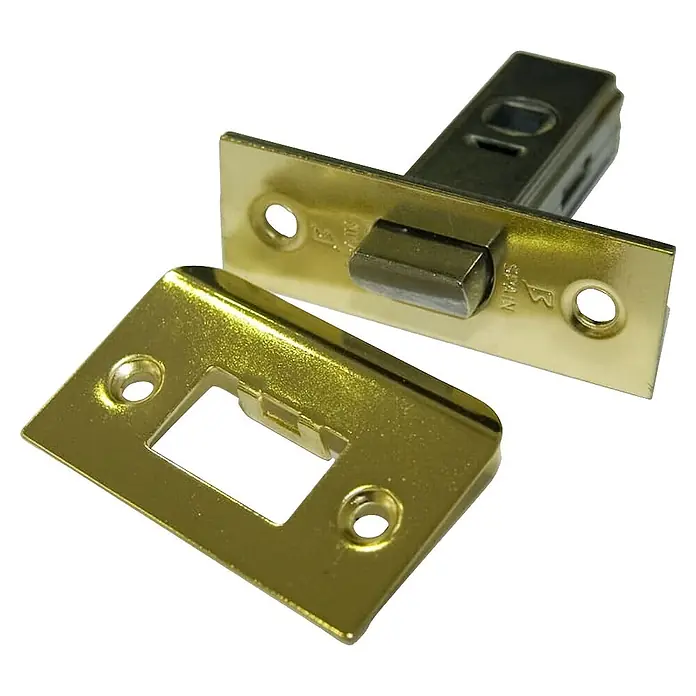 M.Pascual Resbalón - Anchura placa: 45 mm, Latón - Mecanismo de pestillo de puerta color oro con cerrojo y placa de cierre.