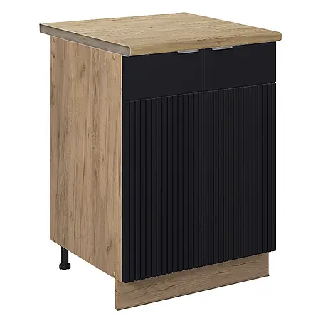Vicco Küchenunterschrank Fame-Line, Schwarz gestreift, 60 cm