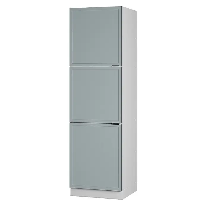 Vicco Schrankküche Fame-Line Hellblau-grau - Hellblau-grau, Vorratsschrank 60 cm - Hoher grauer Schrank mit drei Türen.