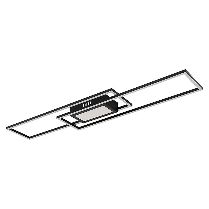 Globo LED-Deckenleuchte Saunders - 42 W, L x B x H: 960 x 196 x 50 mm - Moderne schwarz-weiße rechteckige LED-Deckenleuchte mit mehreren verbundenen Rahmen.