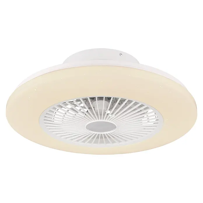 Globo Deckenventilator Travo - 30 W, Durchmesser: 50 cm, Weiß - Weiße Deckenleuchte mit integriertem Ventilator, strahlt ein warmes, gesprenkeltes Licht aus.