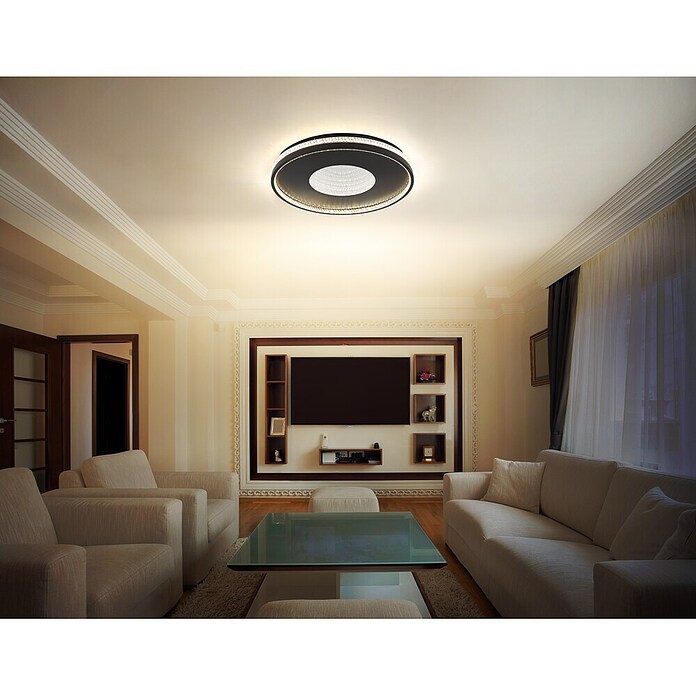 Globo Okrugla stropna LED svjetiljka Shirley  (40 W, Ø x V: 50,5 x 6,5 cm, Crna) | BAUHAUS