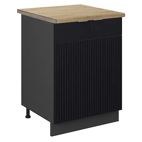 Vicco Küchenunterschrank Fame-Line, Schwarz gestreift, 60 cm