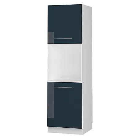 Vicco  Schrankküche Fame-Line Dunkelblau Hochglanz mit offenem Regal