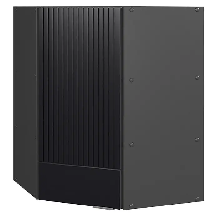 Vicco Eckhängeschrank Fame-Line, Schwarz gestreift, 57 cm -  - Dunkelgrauer, eckiger Industrieschrank mit gerippter schwarzer Frontplatte und sichtbaren Befestigungen.
