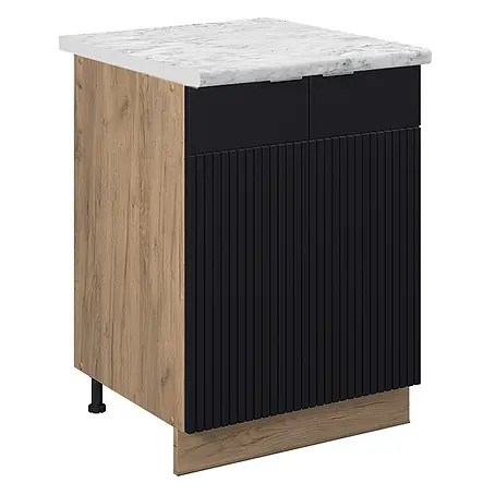 Vicco Küchenunterschrank Fame-Line, Schwarz gestreift, 60 cm