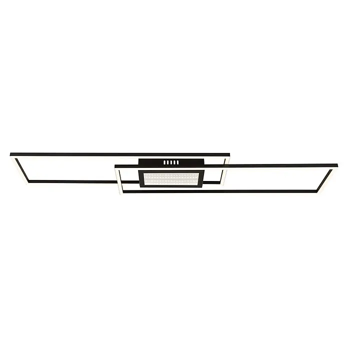 Globo LED-Deckenleuchte Saunders - 42 W, L x B x H: 960 x 196 x 50 mm - Moderne schwarze LED-Deckenleuchte mit geometrischem Design, zwei rechteckigen Rahmen und zentralem LED-Panel.