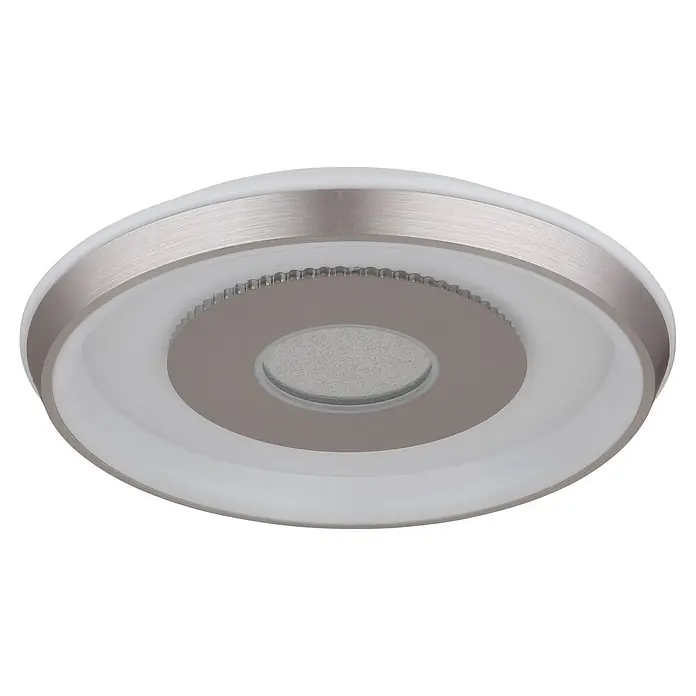 Globo LED-Deckenleuchte rund Williamson - Ø x H: 49 x 7 cm, Silber - Moderne runde LED-Deckenleuchte mit gebürsteter Metalloberfläche und weißem Lichtdiffusor.