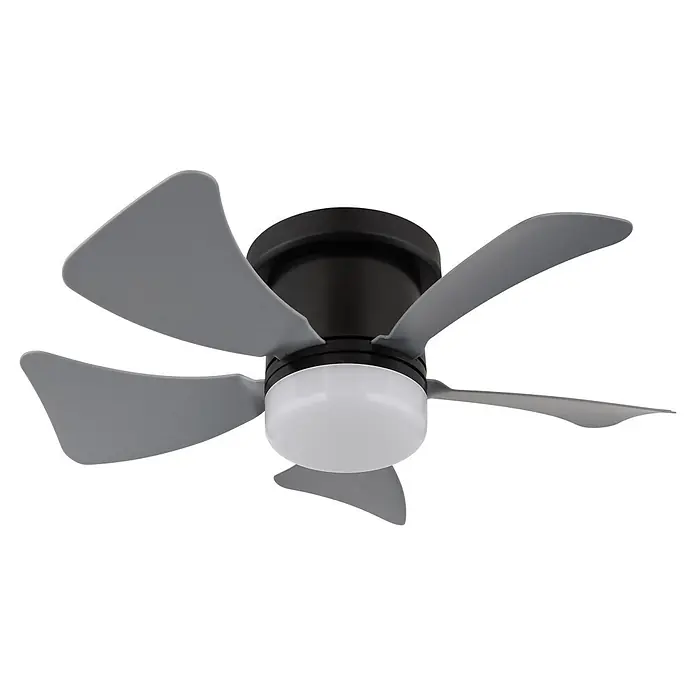 Globo Ventilador de techo Hines - 40,6 mm - Ventilador de techo negro con cinco aspas grises y luz LED blanca integrada.
