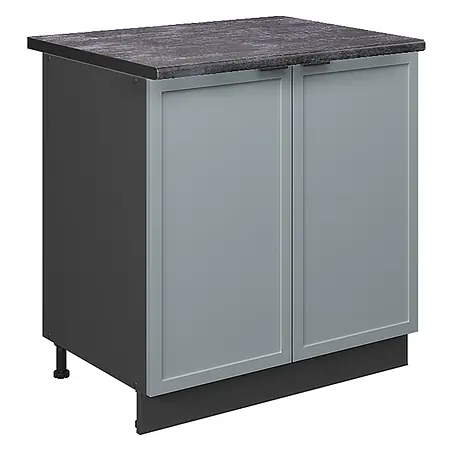 Vicco  Schrankküche Fame-Line Hellblau-grau mit Regal, AP Anthrazit