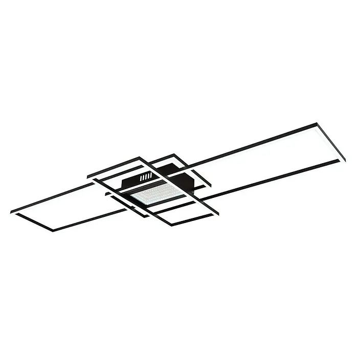 Globo LED-Deckenleuchte Saunders - 60 W, L x B x H: 1.108 x 420 x 68 mm - Moderne schwarze Deckenleuchte mit verbundenen Rechteckrahmen und integrierter weißer LED-Beleuchtung.