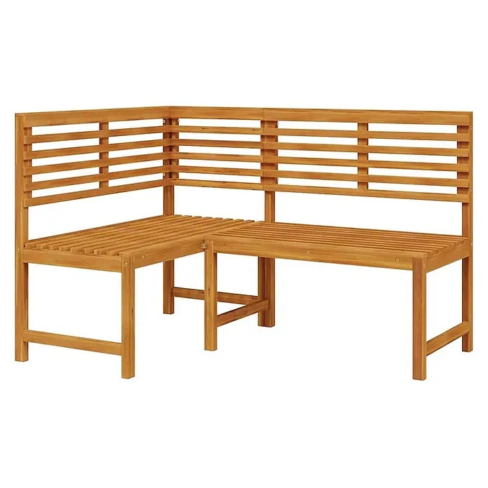 Furnicato Gartenbank - Massivholz Akazie, ohne Kissen - Eckbank in L-Form aus warmbraunem Lamellenholz, ideal für Garten und Terrasse.
