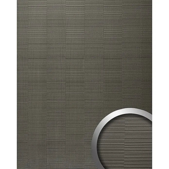 Wallface Wandpaneel 24960 NOTCH Smoke PF Wandverkleidung 3D seidenmatt grau 2,6 m2 - 2.600 x 1.000 mm - Dunkelgraue, strukturierte Wandverkleidung mit horizontal geriffeltem Muster.