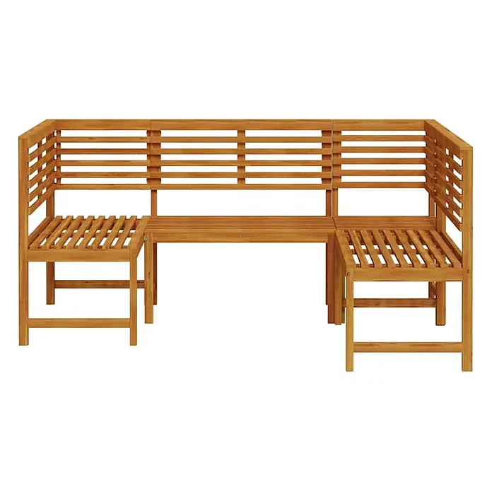 Furnicato Gartenbank - Massivholz Akazie, ohne Kissen - Braune Holz-Eckbank mit Lattenrost.