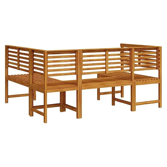 Furnicato Gartenbank - Massivholz Akazie, ohne Kissen - Helles, modulares Garten-Eckbank-Set aus Holz mit Lattenrost und Rückenlehnen.